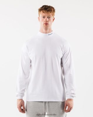 Clothing Alphalete Men Brushed Core Mock Neck LS White 686D00538 Alphalete Australia