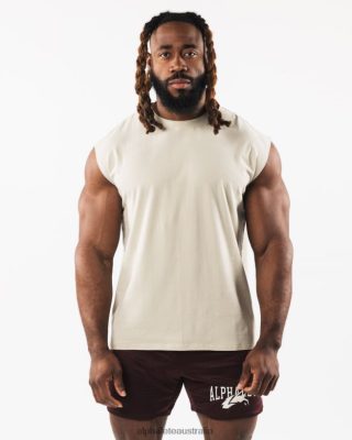 Clothing Alphalete Men Brushed Wolf Head Muscle Tank Sea Shell Brown 686D00584 Alphalete Leggings Australia