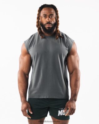Clothing Alphalete Men Brushed Wolf Head Muscle Tank Smoke Grey 686D00586 Alphalete Australia