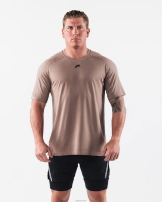 Clothing Alphalete Men Wolf Head Airtech Tee Creamy Beige Brown 686D00516 Alphalete Shorts Sale