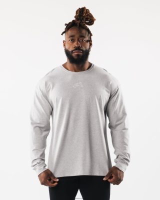 Clothing Alphalete Men Wolf Head LS Tee Heather Grey 686D00543 Alphalete Shorts Sale