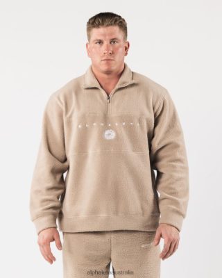 Clothing Alphalete Unisex King Quarter Zip Linen Brown 686D00481 Alphalete Australia