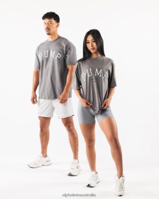 Clothing Alphalete Unisex Pump University Tee Charcoal Grey 686D00229 Alphalete Australia