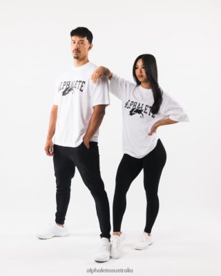 Clothing Alphalete Unisex Wolf Head Tee White/Black 686D00231 Alphalete Shorts Sale