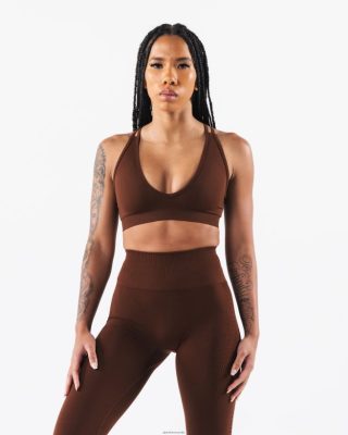 Clothing Alphalete Women Amplify Deep V Bra Manhattan Brown 686D0012 Alphalete Shorts Sale