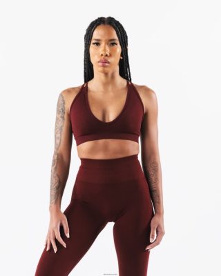 Clothing Alphalete Women Amplify Deep V Bra New Burgundy Red 686D0010 Alphalete Australia
