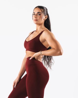 Clothing Alphalete Women Amplify Excel Bra New Burgundy Red 686D009 Alphalete Shorts Sale