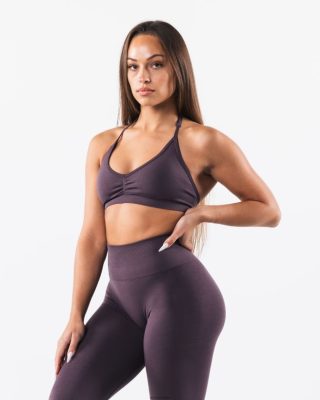 Clothing Alphalete Women Amplify Halter Bra Dove Purple 686D0022 Alphalete Australia