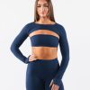 Clothing Alphalete Women Aura Shrug LS Ink Blue 686D00243 Alphalete Shorts Sale