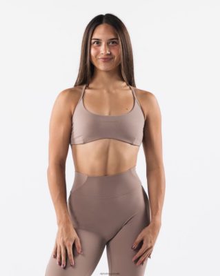 Clothing Alphalete Women Aura Strappy Bra Sand Brown 686D0048 Alphalete Shorts Sale