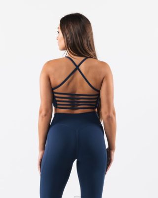 Clothing Alphalete Women Aura Strappy Longline Bra Ink Blue 686D0037 Alphalete Australia