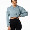 Clothing Alphalete Women Classic Capital Crop Hoodie Fog Blue 686D00284 Alphalete Leggings Australia