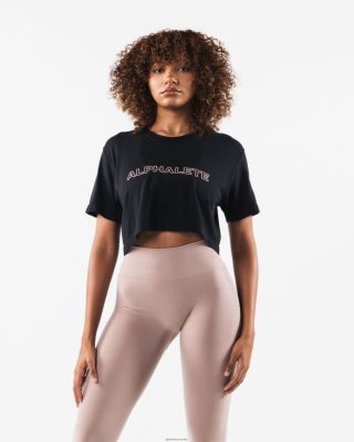Clothing Alphalete Women Core Airtech SS Crop Black 686D00210 Alphalete Shorts Sale