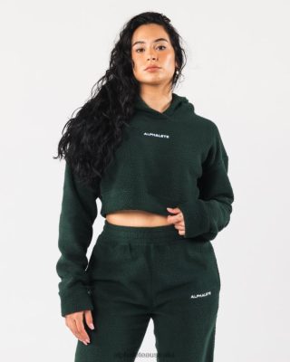 Clothing Alphalete Women King Crop Hoodie Evergreen Green 686D00276 Alphalete Shorts Sale