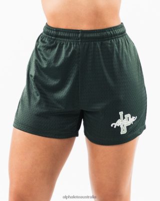 Clothing Alphalete Women Signature Mesh Short 4" Evergreen 686D00327 Alphalete Shorts Sale