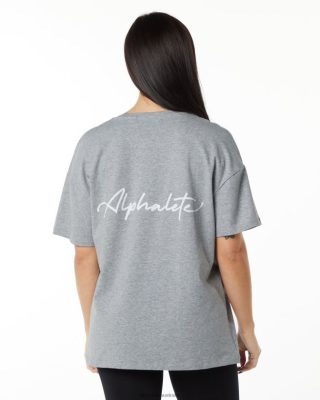 Clothing Alphalete Women Signature Oversized Tee Heather Grey 686D00234 Alphalete Shorts Sale