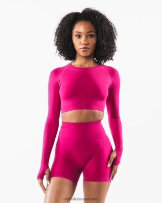Clothing Alphalete Women Stratus LS Crop Magenta Pink 686D00249 Alphalete Shorts Sale