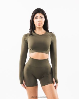 Clothing Alphalete Women Stratus LS Crop Oak Green 686D00256 Alphalete Australia