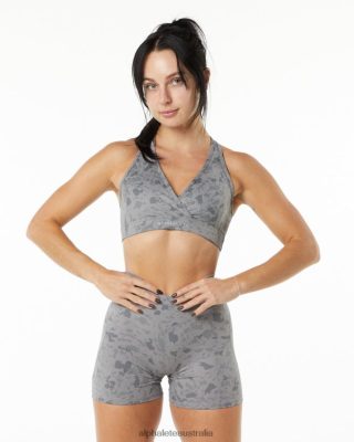 Clothing Alphalete Women Surface Wrap Bra Pebble Print Stone Grey 686D00154 Alphalete Australia