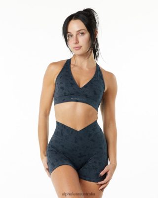 Clothing Alphalete Women Surface Wrap Bra Pebble Print Whale Blue 686D00157 Alphalete Australia