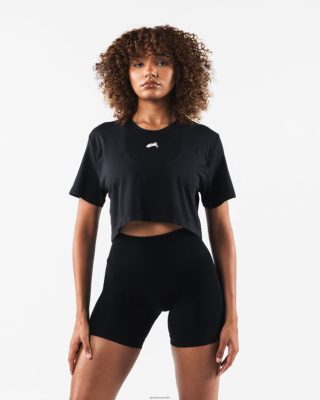 Clothing Alphalete Women Wolf Head Airtech SS Crop Black 686D00211 Alphalete Australia